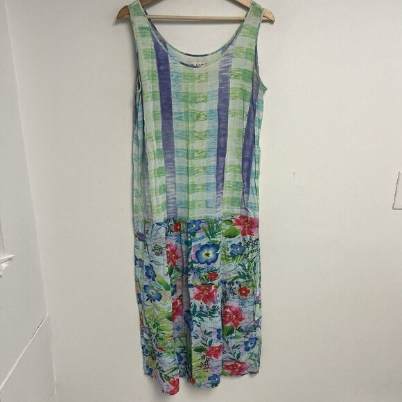 Jams World Blue Check Maxi Midi Summer Dress Womens Multicolor Sz S - Picture 6 of 12